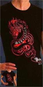 1679-017 BEIJING DRAGON OLYMPIC SCREEN PRINTED  DESIGN BLACK LADIES CUT TEE SHIRT