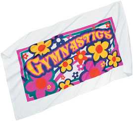 HUGE FLOWER POWER GYMNASTICS COLORFUL, PLUSH BEACH TOWEL!