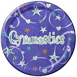 NEW! GLITTER DINNER GYMNASTICS PLATES! 8 PER PACKAGE!