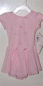 MW4354196 PLUSH EMBROIDERED PINK COTTON CAP SLEEVED SKIRTED LEOTARD!