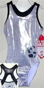 1030-DLW BEIJING PANDA COMMEMORATIVE 2008 OLYMPICS LEOTARD! INFUSED iSTYLE ON WHITE FOIL, BLACK MYSTIQUE X OPEN RACER BACK!