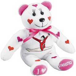 I LUV GYMNASTIC CUDDLY, EMBROIDERED BEAR