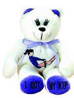I GOT MY KIP CUDDLY, EMBROIDERED GYMNASTICS BEAN BEAR