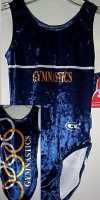 FABULOUS  PLUSH VELVET, BLUE OLYMPIC RINGS DESIGN LEOTARD (2201)